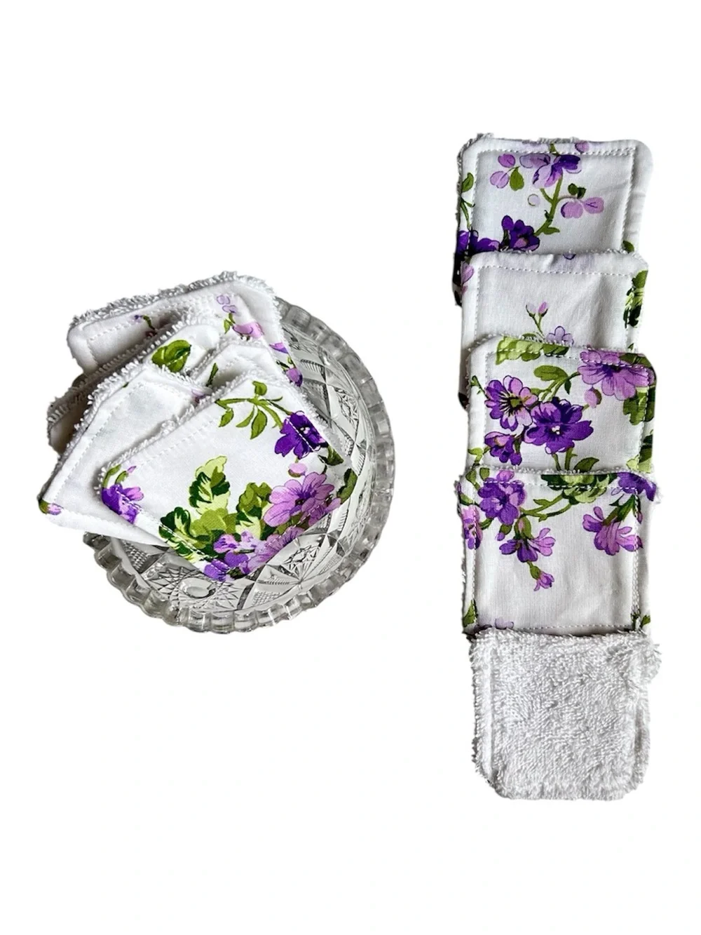 Hand Crafted Floral Eco Friendly Reusable 10 Makeup Remover Pads Cotton